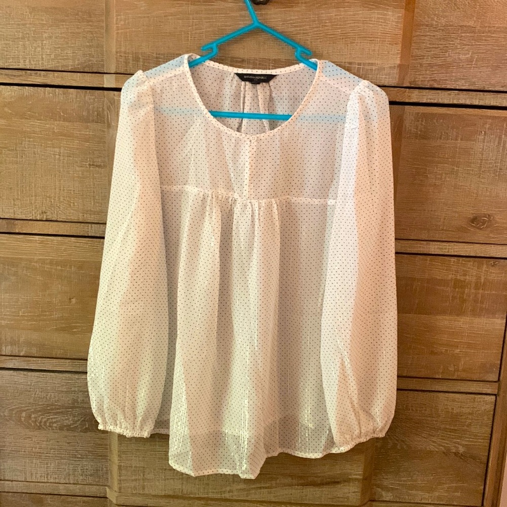 Banana Republic White Polka Dot Blouse